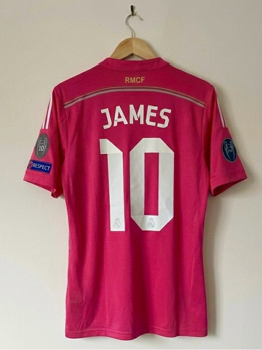 James  #10 Real Madrid UCL 2014/15  Away Pink  Jersey Size Medium